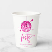 Forty Pink Disco Ball 40th Birthday Party 紙コップ (裏面)