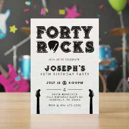 Forty Rocks Guitar Pick 40th Birthday Party 招待状