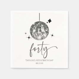 Forty Silver Disco Ball 40th Birthday Party スタンダードカクテルナプキン