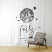 Forty Silver Disco Ball 40th Birthday Party タペストリー (インサイチュ)