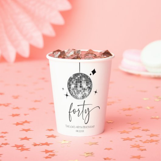 Forty Silver Disco Ball 40th Birthday Party 紙コップ (インサイチュ)