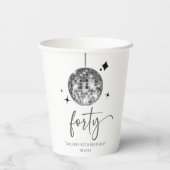 Forty Silver Disco Ball 40th Birthday Party 紙コップ (裏面)