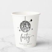 Forty Silver Disco Ball 40th Birthday Party 紙コップ (正面)