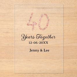 Forty years together black pink glitter bold lette アクリル招待状