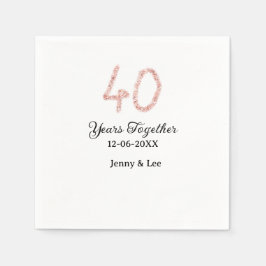 Forty years together black pink glitter bold lette スタンダードカクテルナプキン