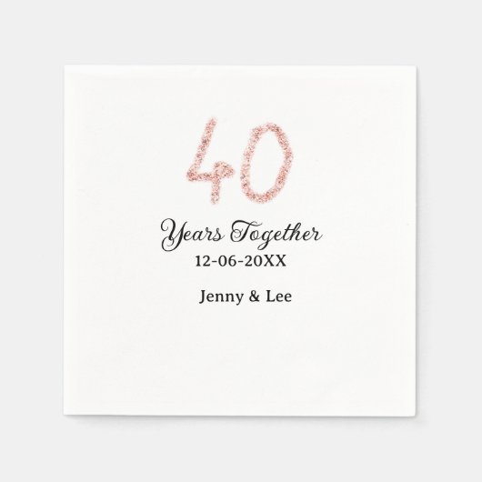 Forty years together black pink glitter bold lette スタンダードカクテルナプキン (正面)