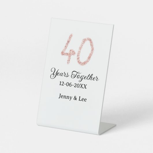 Forty years together black pink glitter bold lette 台座サイン (正面)