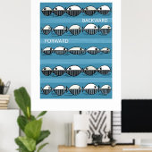 Forward and Backward – Minimal Fish Pattern Poster ポスター (ホームオフィス)