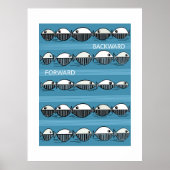 Forward and Backward – Minimal Fish Pattern Poster ポスター (正面)