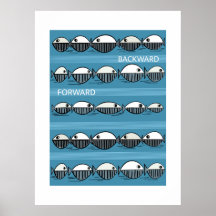 Forward and Backward – Minimal Fish Pattern Poster
