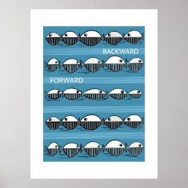 Forward and Backward – Minimal Fish Pattern Poster ポスター