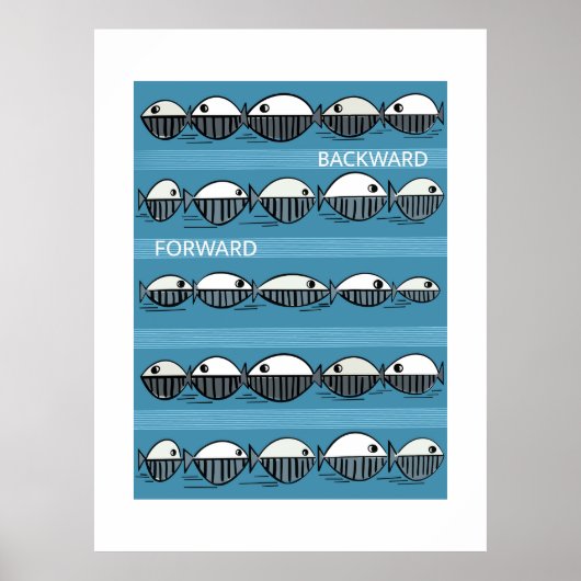 Forward and Backward – Minimal Fish Pattern Poster ポスター (正面)