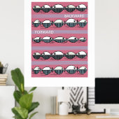 Forward and Backward – Minimal Fish Pattern Poster ポスター (ホームオフィス)