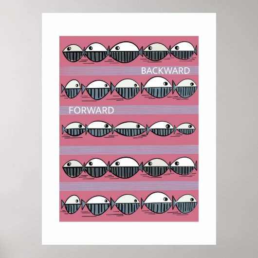 Forward and Backward – Minimal Fish Pattern Poster ポスター (正面)