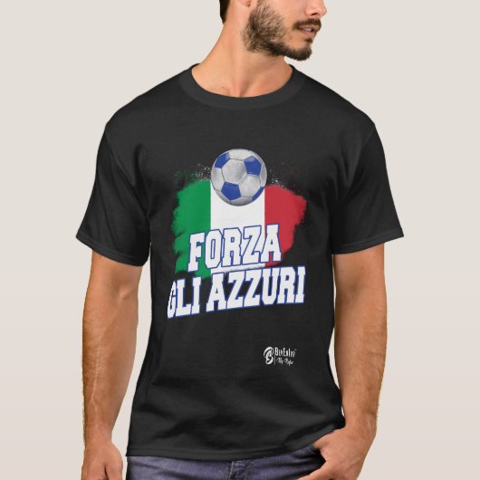 Forza Gli Azzuriバージョン1ブラック Tシャツ (正面)