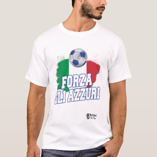 Forza Gli Azzuriバージョン1ホワイト Tシャツ (正面)