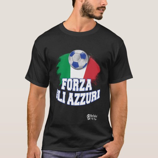 Forza Gli Azzuriバージョン2ブラック Tシャツ (正面)