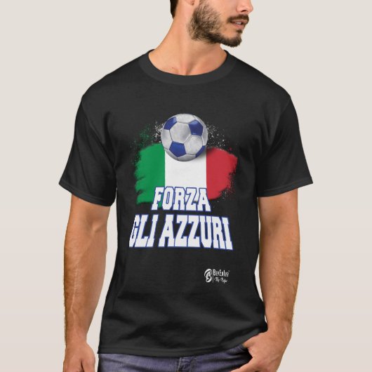Forza Gli Azzuriバージョン3ブラック Tシャツ (正面)