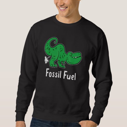 Fossil Fuel Fun Pun Farting Dinosaur Dino Fart Jo スウェットシャツ (正面)