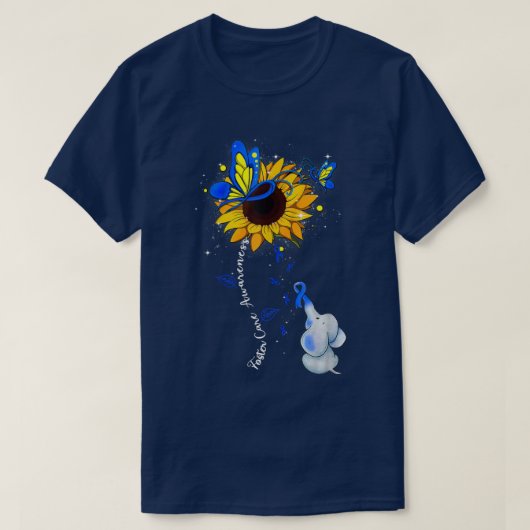 Foster Care Awareness Sunflower Elephant Men Women Tシャツ (デザイン正面)