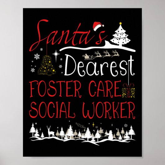 Foster Care Social Worker Xmas Job Cute Christmas  ポスター (正面)