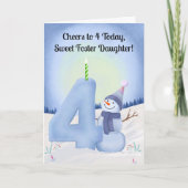 Foster Daughter 4th Birthday Snowman Snowy Four カード (正面)