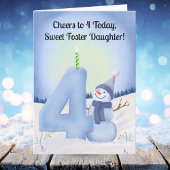 Foster Daughter 4th Birthday Snowman Snowy Four カード