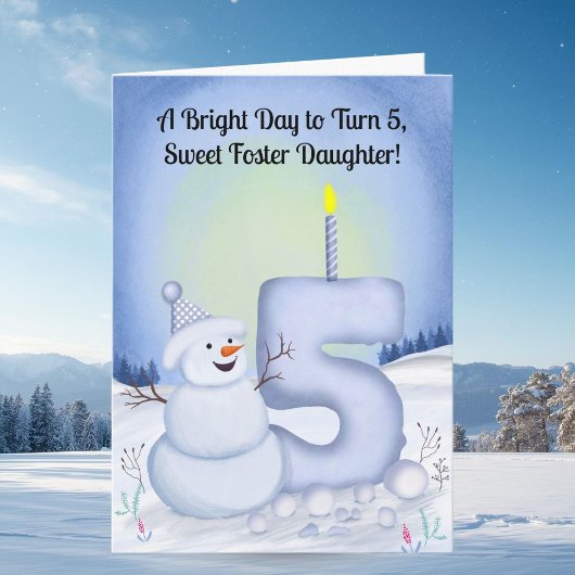 Foster Daughter 5th Birthday Snowman Snowy  カード