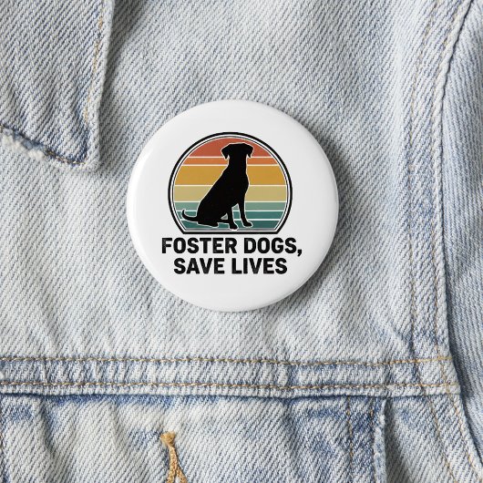 Foster Dogs Save Lives Retro Graphic Pin 缶バッジ