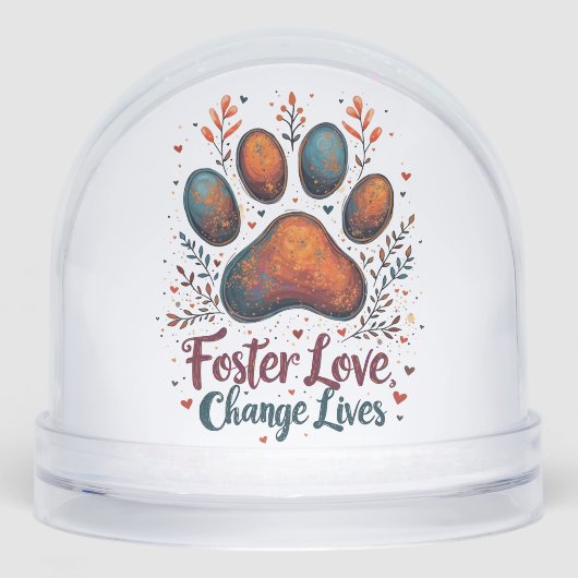 Foster Love Paw Print Pet Snow Globe (正面)
