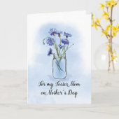 Foster Mom Mothers Day Cornflowers in Mason Jar カード (黄色い花)