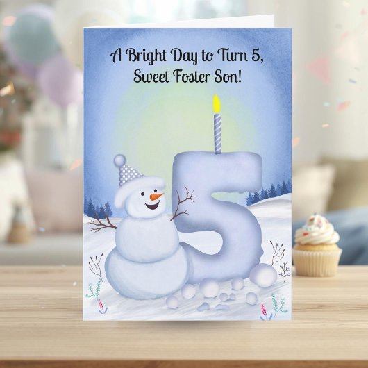 Foster Son 5th Birthday Snowman Snowy  カード