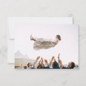 Foto Boda Corazón Azul Turquesa Violeta Gracias サンキューカード (正面)