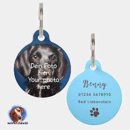 Foto deines Haustieres | blau ペット　ネームタグ