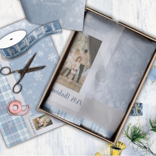 Foto Feliz Navidad Elegante Azul  薄葉紙