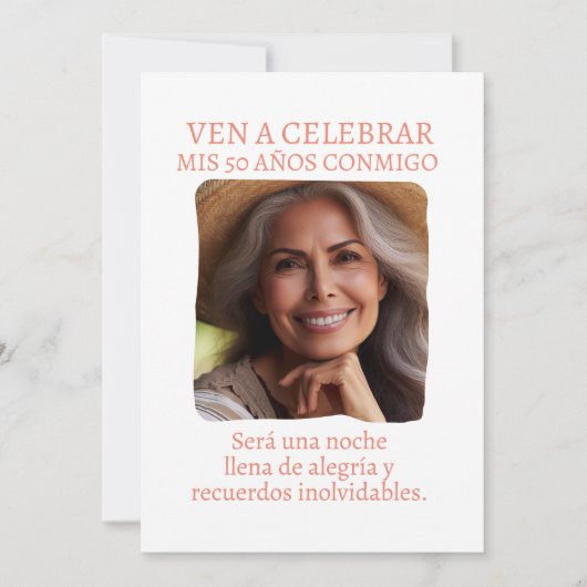 Foto Personalizada Invitación de 50 Años 招待状 (正面)