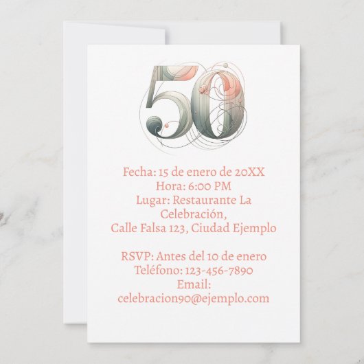 Foto Personalizada Invitación de 50 Años 招待状 (裏面)