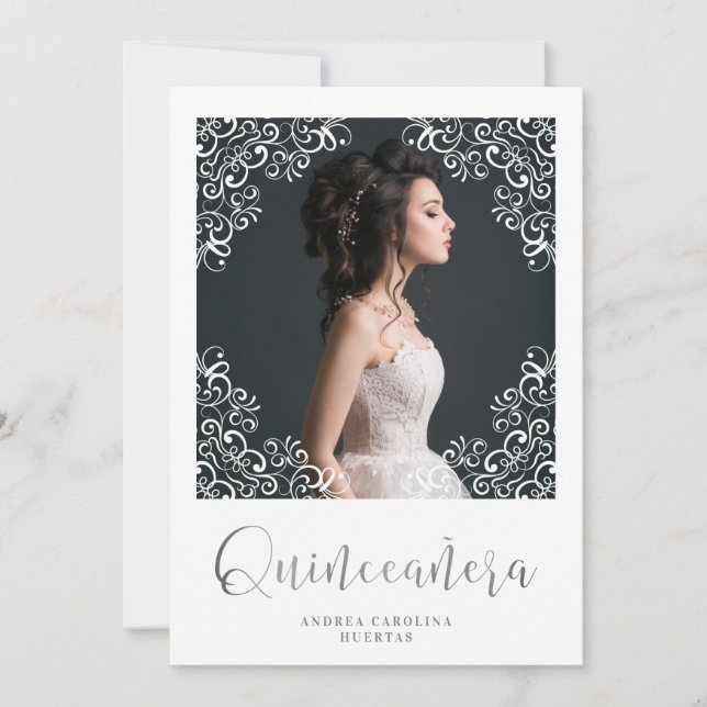 Foto Quinceañera Español Efecto Encaje Blanco (正面)