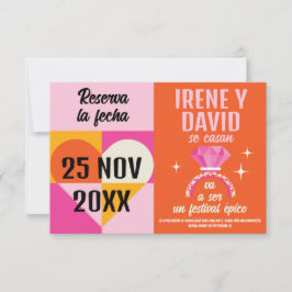Foto Save the Date Anillo Festival Naranja y Rosa セーブザデート