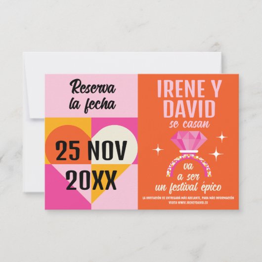 Foto Save the Date Anillo Festival Naranja y Rosa セーブザデート (正面)