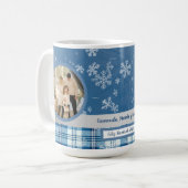 Foto Spanish Feliz Navidad Elegante Azul  コーヒーマグカップ (正面左)