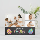 Fotocollage Krijtbord Pastel Gelukkige Pasen Feest シーズンカード (スタンド正面)