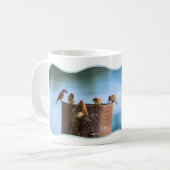 Fotodesign Spatzen-Meeting geschwungen umrandet コーヒーマグカップ (正面左)