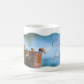 Fotodesign Spatzen-Meeting geschwungen umrandet コーヒーマグカップ (中央)