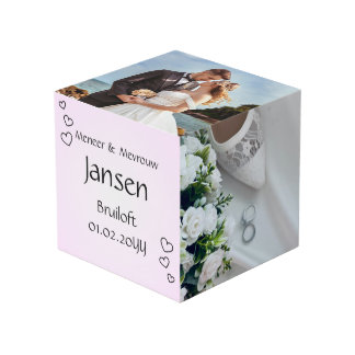 Fotokubus Bruiloft – Strak Design met Hartjes - フォトキューブ
