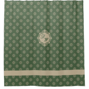 Foulard rosette幾何学模様、セージ緑 シャワーカーテン