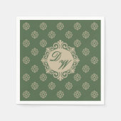 Foulard rosette幾何学模様、セージ緑 スタンダードカクテルナプキン (正面)