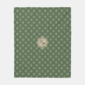 Foulard rosette幾何学模様、セージ緑 フリースブランケット (正面)