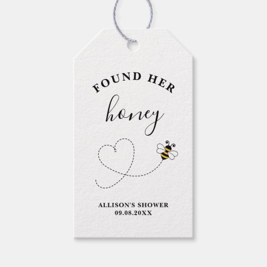 Found Her Honey ブライダルシャワーまたは結婚式 ギフトタグ (正面)