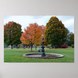 Fountain in Lyndoville, Vermont, Bandstand Park ポスター